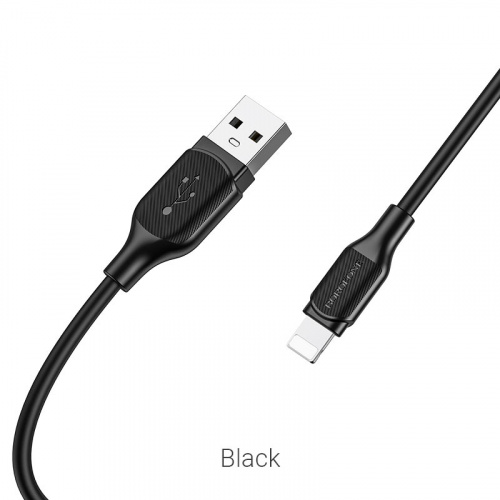 Кабель USB - 8 pin Borofone BX42 Encore, 1 м, 2.4A, силикон, черный(1/360) (6931474736727)