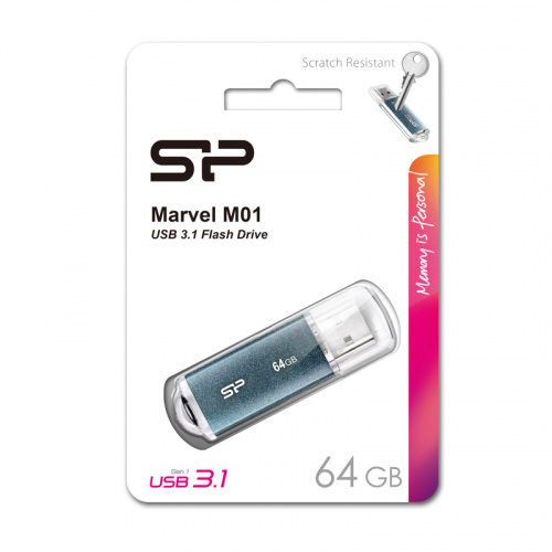 Флеш-накопитель USB 3.0  64GB  Silicon Power  Marvel M01 синий (SP064GBUF3M01V1B) фото 8