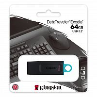 Флеш-накопитель USB 3.2  64GB  Kingston  DataTraveler Exodia  чёрный/бирюзовый (DTX/64GB)