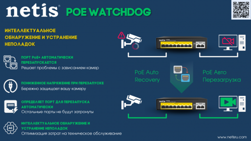 Коммутатор Netis P106C 6x100Mb 4PoE+ 58W неуправляемый, функция PoE Watchdog (PoE авто перезагрузка) (1/20) фото 2
