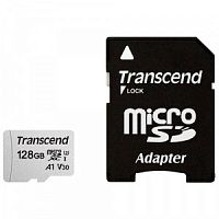 Карта памяти MicroSD  128GB  Transcend 300S UHS-I U3 + SD адаптер (TS128GUSD300S-A)