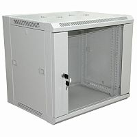 19" Настенный шкаф REXANT 9U 600×600×500 мм (ШxГxВ) - передняя дверь стекло, боковые стенки съемные (разобранный) RAL 7035 (1/10)