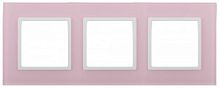 Рамка ЭРА, серии ЭРА Elegance, скрытой установки, на 3 поста, стекло, розовый+бел