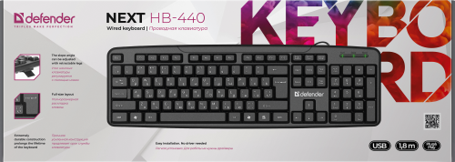 Клавиатура проводная DEFENDER Next HB-440 RU, полноразмерная, черная (1/20) (45440) фото 6