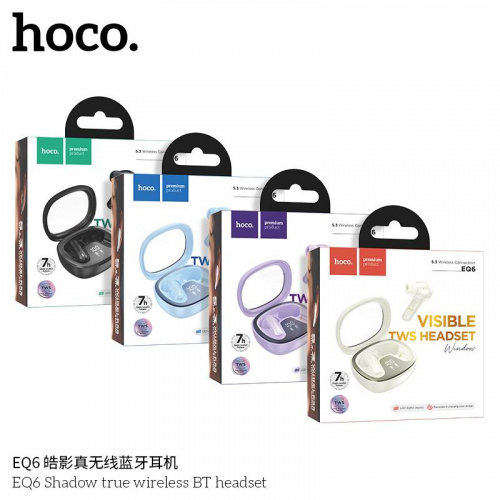 Наушники внутриканальные HOCO EQ6 Shadow, пластик, bluetooth 5.3, микрофон, цвет: белый (1/14/140) (6942007604727)