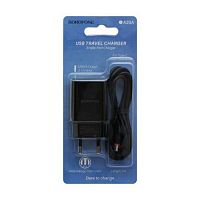 Блок питания сетевой 1 USB Borofone BA20A, Sharp, 2100mA, пластик, кабель Type-C, цвет: чёрный (1/48/192) (6931474702142)