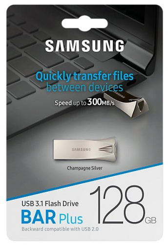 Флеш-накопитель USB 3.1  128GB  Samsung  Bar Plus  серебро (MUF-128BE3/APC) фото 6