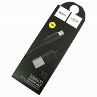Кабель USB - микро USB HOCO X5 Bamboo, 1.0м, плоский, 2.1A, силикон, цвет: чёрный (1/30/300) (6957531040064)