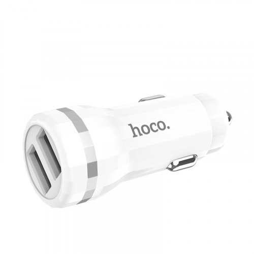 Блок питания автомобильный 2 USB HOCO Z27, Staunch, 2400mA, пластик, цвет: белый (1/10/100) (6957531092841) фото 2