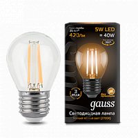 Лампа светодиодная GAUSS Filament Шар 5W 420lm 2700К Е27 1/10/50 (105802105)