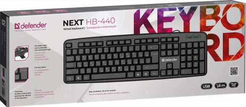 Клавиатура проводная DEFENDER Next HB-440 RU, полноразмерная, черная (1/20) (45440) фото 4