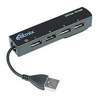 Разветвитель RITMIX CR-2406, черный, USB 2.0, 4 порта (1/2/120) (15119260)