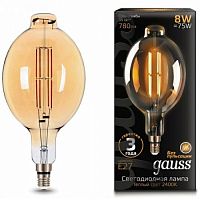 Лампа светодиодная GAUSS Filament BT180 8W 780lm 2400К Е27 golden straight 1/6 (151802008)