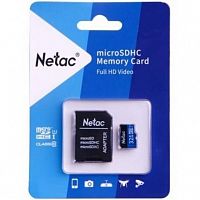 Карта памяти MicroSD  32GB  Netac  P500  Standard  Class 10  UHS-I (90 Mb/s) + SD адаптер (NT02P500STN-032G-R)