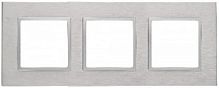 Рамка ЭРА, серии ЭРА Elegance, скрытой установки, на 3 поста, металл, алюминий+алюм