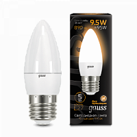 Лампа светодиодная GAUSS Свеча 9.5W 890lm 3000К E27 1/10/100 (103102110)