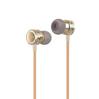 Наушники внутриканальные HOCO M16 Ling Sound, микрофон, кабель 1.2м, цвет: золотой (1/30/300) (6957531051725)