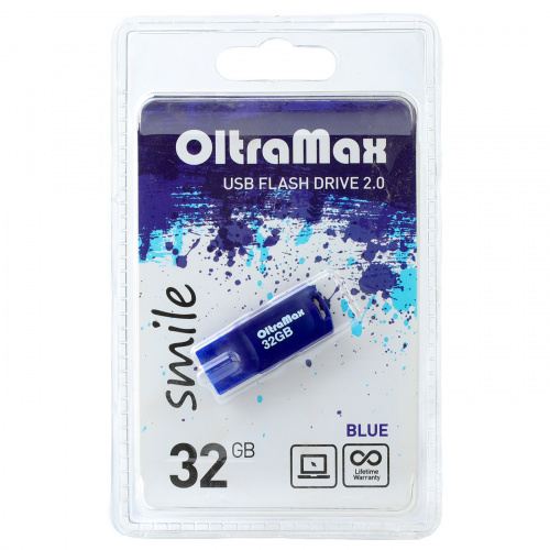 Флеш-накопитель USB  32GB  OltraMax  Smile  синий (OM 032GB Smile Bl) фото 5