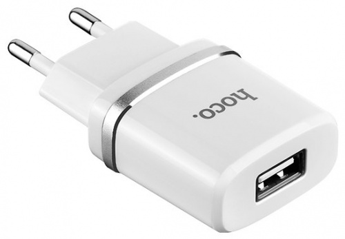 Блок питания сетевой 1 USB HOCO C11, 1000mA, пластик, кабель микро USB, цвет: белый (1/10/100) (6957531047742) фото 5