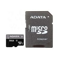 Карта памяти MicroSD  64GB  A-Data Class 10 Premier UHS-I (40/15 Mb/s) + SD адаптер (AUSDX64GUICL10-RA1)