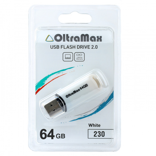 Флеш-накопитель USB  64GB  OltraMax  230  белый (OM-64GB-230-White) фото 3