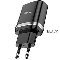 Блок питания сетевой 1 USB HOCO N1, Argent, 2400mA, пластик, огнестойкий, цвет: чёрный(1/12/120) (6931474730916)
