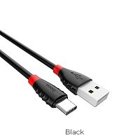 Кабель USB - Type-C HOCO X27 Excellent, 1.2м, круглый, 2.4A, силикон, цвет: чёрный (1/33/330) (6957531085515)