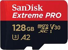Карта памяти MicroSD  128GB  SanDisk Class 10 Extreme Pro A2 V30 UHS-I U3 (200 Mb/s) + SD адаптер (SDSQXCD-128G-GN6MA)