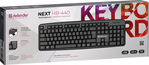 Клавиатура проводная DEFENDER Next HB-440 RU, полноразмерная, черная (1/20) (45440) фото 5