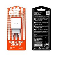 Блок питания сетевой 1 USB HOCO C81A, Asombroso, 2100mA, пластик, огнестойкий, цвет: белый(1/36/216) (6931474727930)