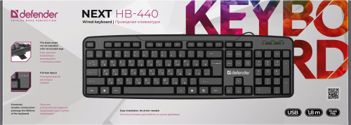 Клавиатура проводная DEFENDER Next HB-440 RU, полноразмерная, черная (1/20) (45440) фото 7