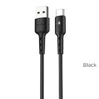 Кабель USB - Type-C HOCO X30 Star, 1.2м, круглый, 3.0A, силикон, цвет: чёрный (1/30/300) (6957531091172)