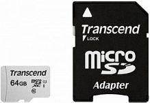 Карта памяти MicroSD  64GB  Transcend 300S UHS-I U1 + SD адаптер (TS64GUSD300S-A)