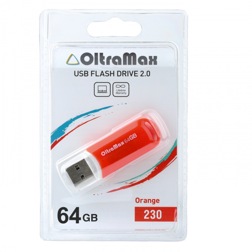 Флеш-накопитель USB  64GB  OltraMax  230  оранжевый (OM-64GB-230-Orange) фото 3