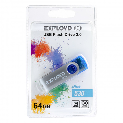 Флеш-накопитель USB  64GB  Exployd  530  синий (EX064GB530-Bl) фото 8