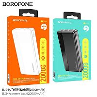 Мобильный аккумулятор Аккумулятор внешний Borofone BJ24A, 20000mAh, пластик, 2 USB выхода, Type-C, 2.0A, цвет: белый (1/29) (6974443385144)