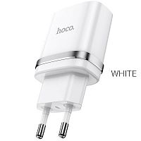 Блок питания сетевой 1 USB HOCO N1, Ardent, 2.4A, пластик, цвет: белый(1/12/120) (6931474730923)