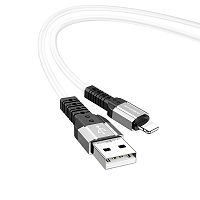 Кабель USB - 8 pin Borofone BX64, 1.0м, круглый, 2.4A, силикон, цвет: белый (1/30/300) (6974443381498)