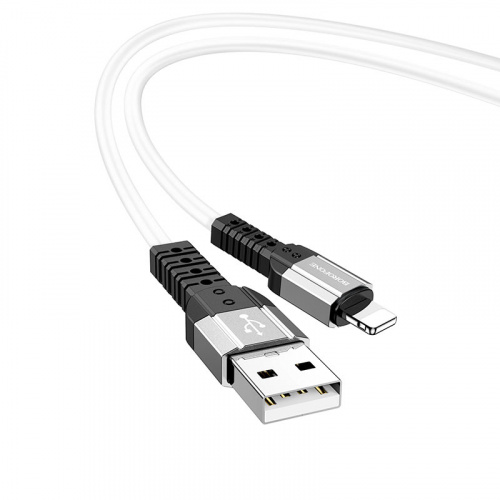 Кабель USB - 8 pin Borofone BX64, 1.0м, круглый, 2.4A, силикон, цвет: белый (1/30/300) (6974443381498)