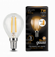 Лампа светодиодная GAUSS Filament Globe E14 7W 2700K step dimmable 1/10/50