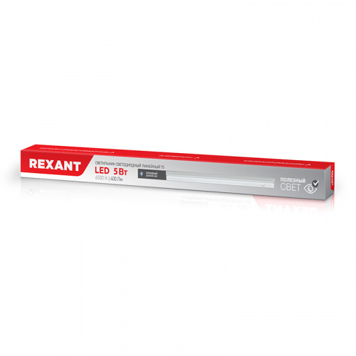 Светильник светодиодный REXANT линейный T5-01 5 Вт 400 Лм 6500 K IP20 315 мм с выключателем и соединителем, сетевой шнур с вилкой (1/25) фото 2