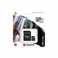 Карта памяти MicroSD  128GB  Kingston Class 10 Canvas Select Plus A1 (100 Mb/s) + SD адаптер (SDCS2/128GB)