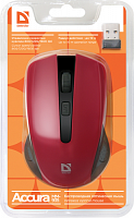Беспроводная мышь DEFENDER Accura MM-935, 4 кнопки, 800-1600dpi, USB, красный (1/40) (52937)