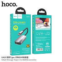 Переходник Type-C(m) - HDTV HOCO UA20 Presage, пластик, цвет: серый (1/18/180) (6931474770264)