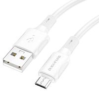 Кабель USB - микро USB Borofone BX80, 1.0м, круглый, 2.4A, силикон, цвет: белый (1/33/330) (6974443385212)
