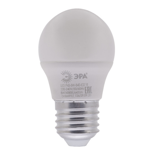Лампа светодиодная ЭРА RED LINE LED P45-8W-840-E27 R E27 / Е27 8Вт шар нейтральный белый свет (10/100/3600) (Б0049645) фото 2