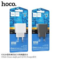 Блок питания сетевой 1 USB HOCO CS12A Ocean, PD18Вт, QC3.0, цвет: белый (1/30/180) (6942007603690)