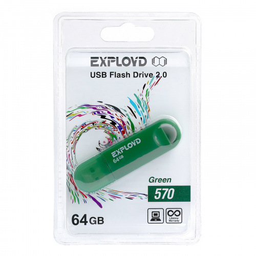 Флеш-накопитель USB  64GB  Exployd  570  зелёный (EX-64GB-570-Green) фото 5