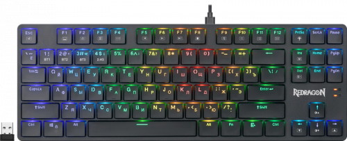 Клавиатура беспроводная механическая REDRAGON Anubis RGB,тонкая,тихая,87клавиш,б.п.,игровая, черная (1/10) (70505)