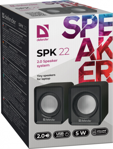 Акустическая 2.0 система  DEFENDER SPK 22 черный, 5 Вт, питание от USB (1/100) (65503) фото 5